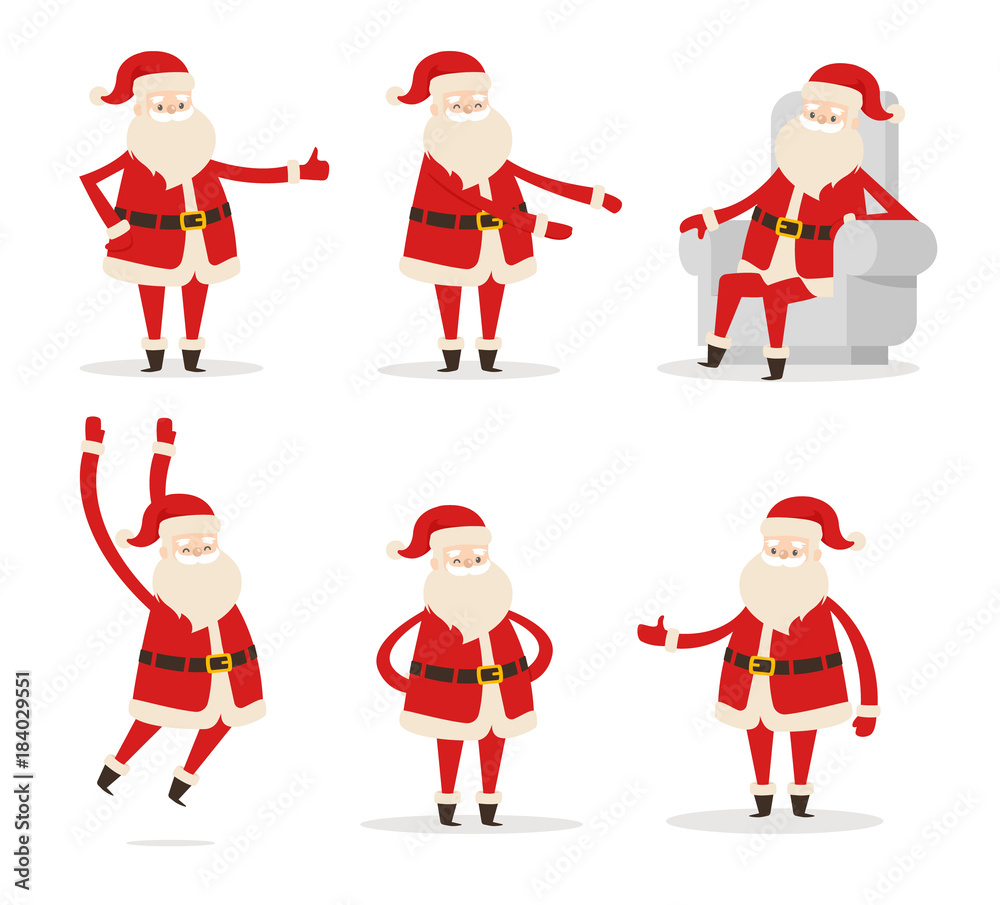 Santa Claus Gestures Set, Vector Illustration Santa Claus Gestures Set, Vector Illustration