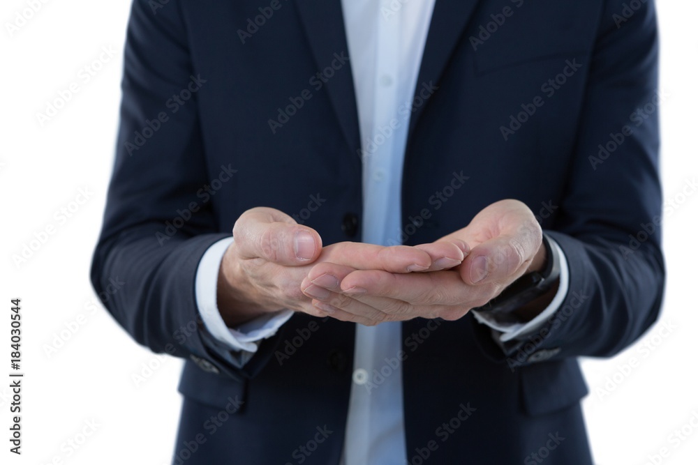 Businessman pretending to hold an invisible object Businessman pretending to hold an invisible object