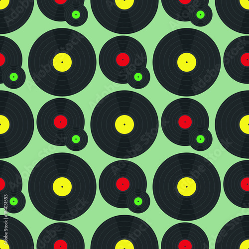 Three vinyl discs seamless pattern