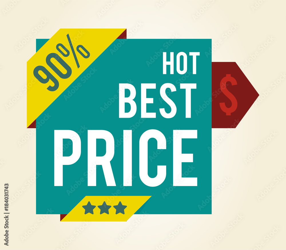 Hot Best Price 90 with Stars Vector Illustration