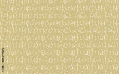 Pattern seamless, texture golden christmas trees on gold background