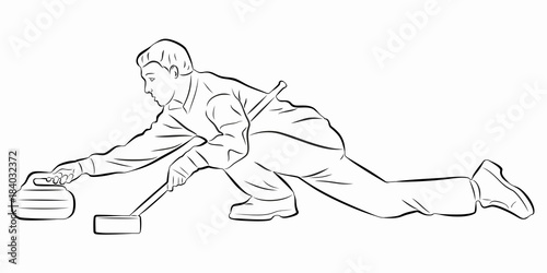 illustration of figure curling player , vector draw