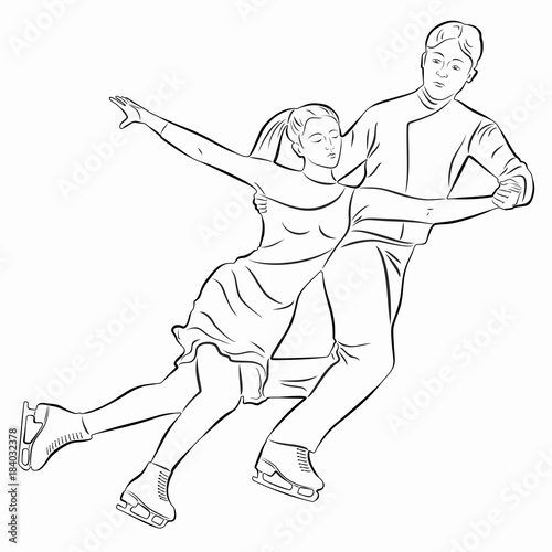 illustration of figure skating couple , vector draw