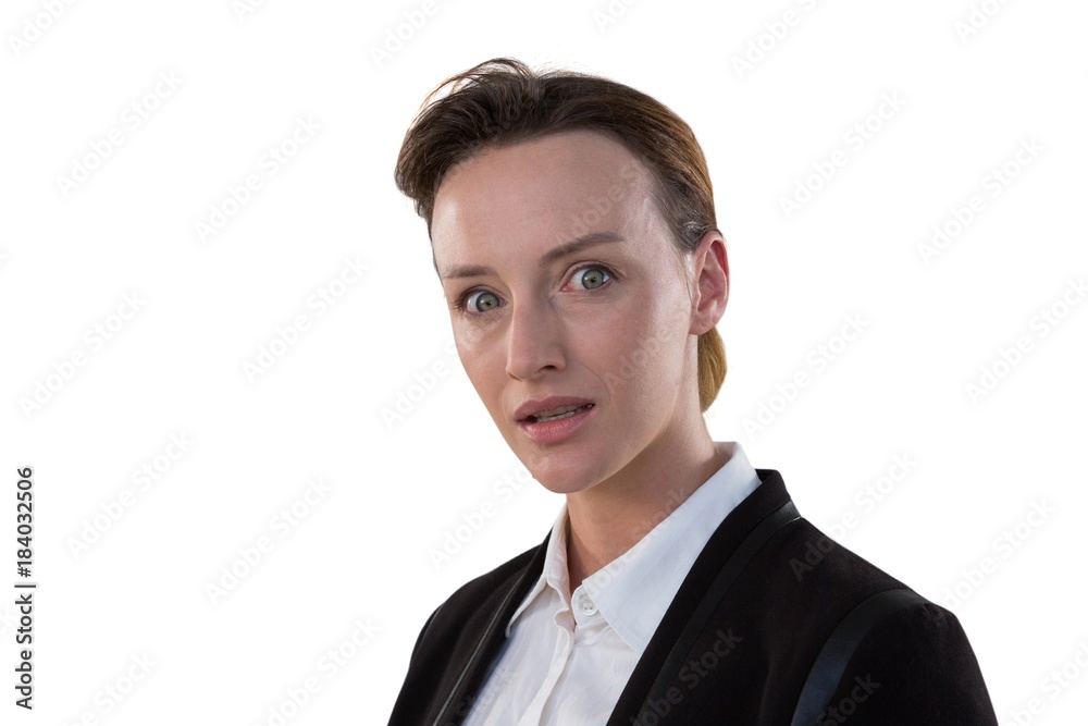 Businesswoman standing against white background Businesswoman standing against white background