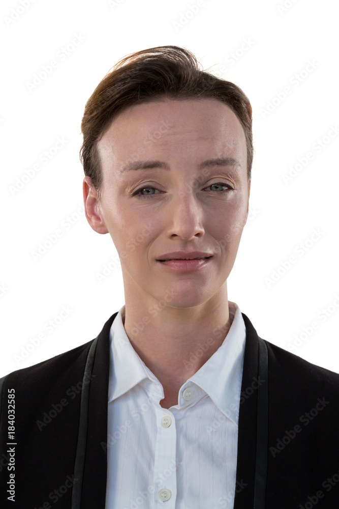 Businesswoman standing against white background Businesswoman standing against white background
