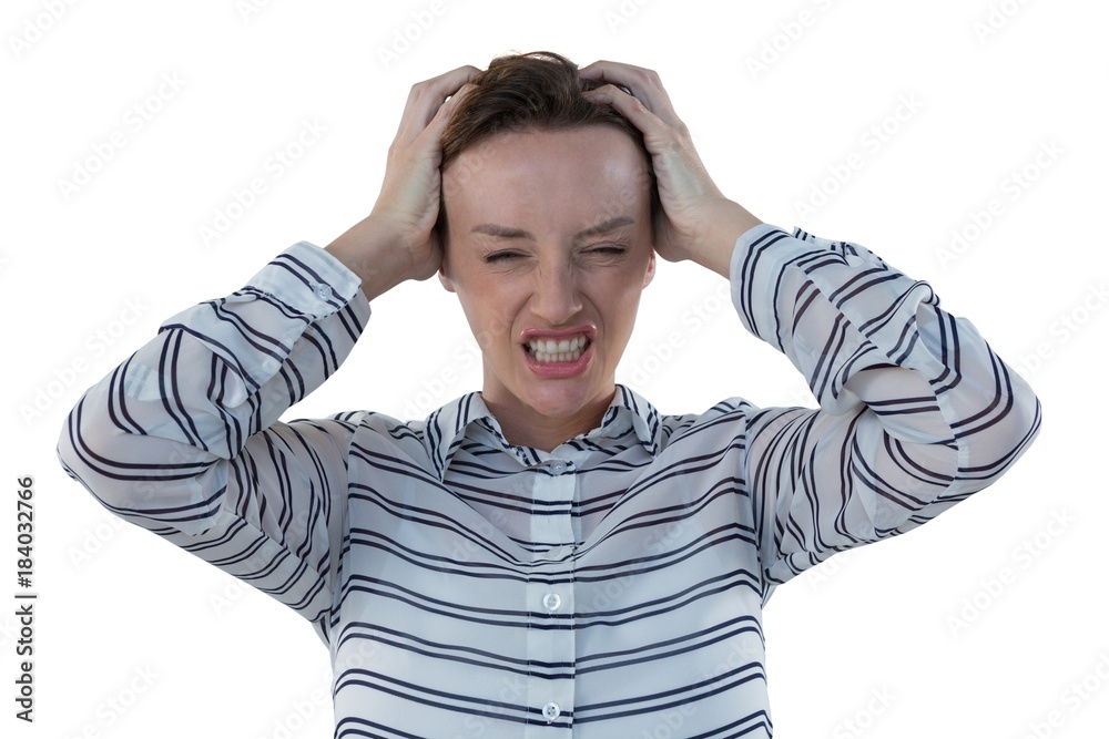 Female executive standing against white background Female executive standing against white background