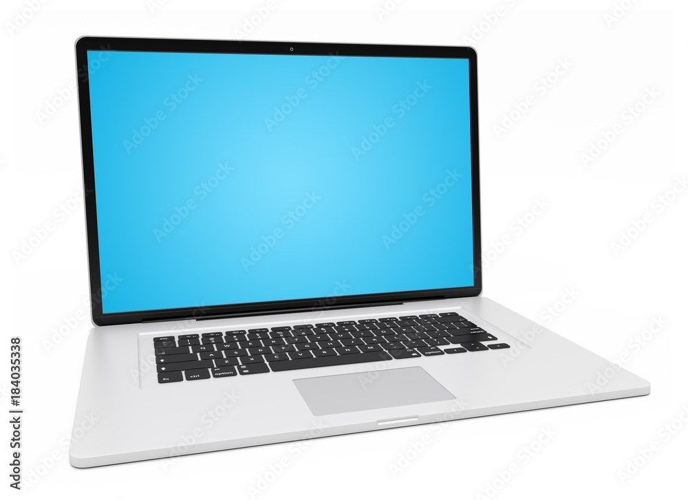 Modern silver laptop 3D rendering Modern silver laptop 3D rendering