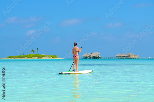 paddle board at maldives island