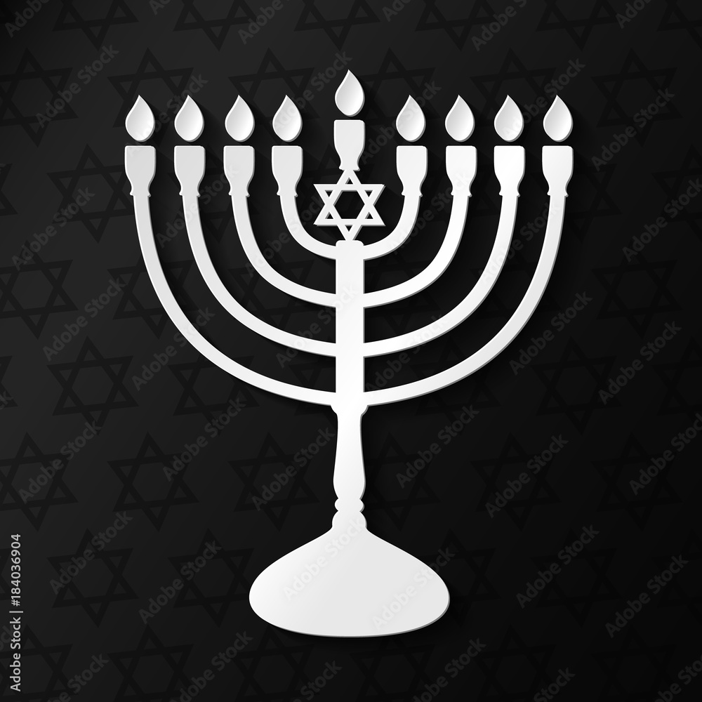 Paper style menorah on black background. Vector. Paper style menorah on black background. Vector.