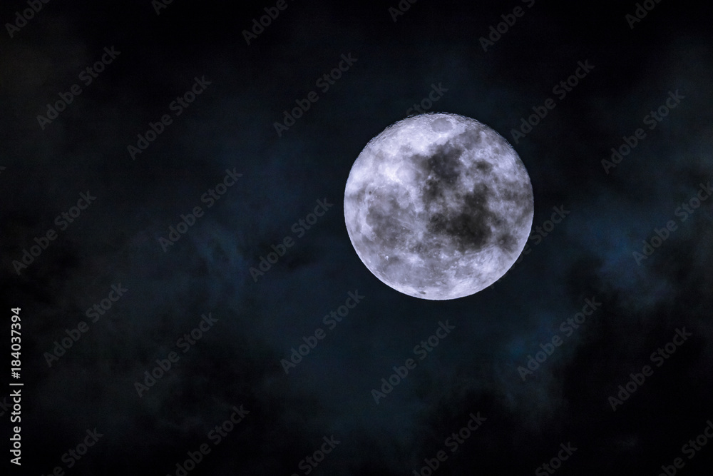 Thin cloud flowing over shiny moon - Super Moon Thin cloud flowing over shiny moon - Super Moon