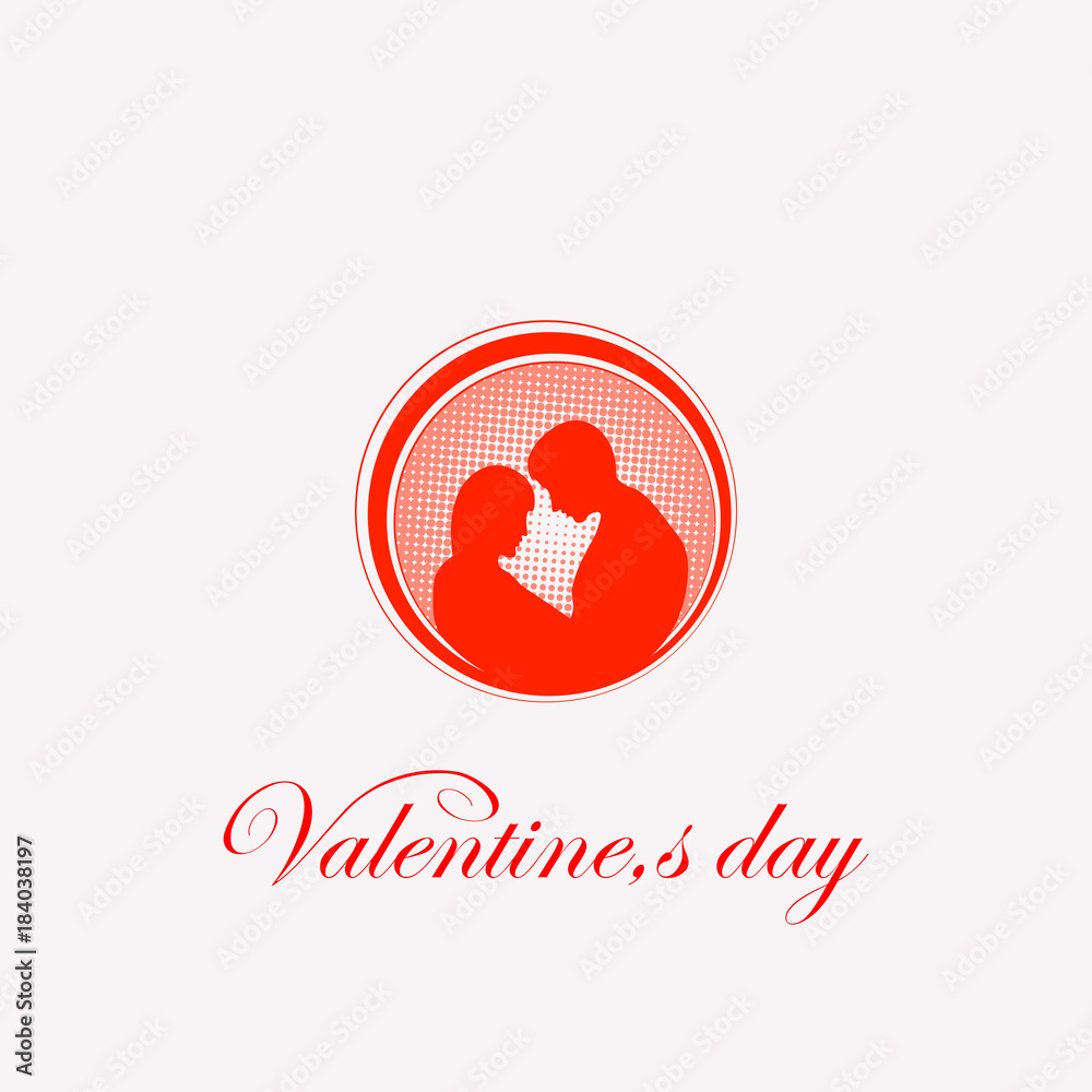 silhouette with a loving couple in the shape of a circle silhouette with a loving couple in the shape of a circle