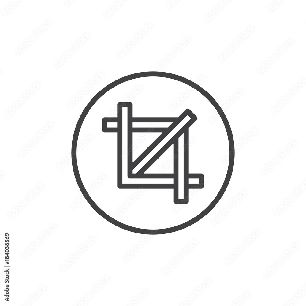 Crop line icon, outline vector sign, linear style pictogram isolated on white. Resize symbol, logo illustration. Editable stroke Crop line icon, outline vector sign, linear style pictogram isolated on white. Resize symbol, logo illustration. Editable stroke