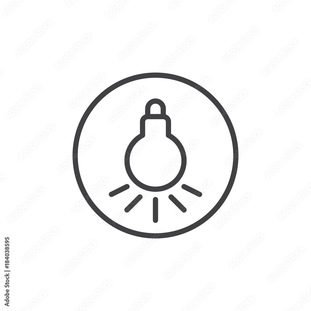 Light bulb line icon, outline vector sign, linear style pictogram isolated on white. Lamp symbol, logo illustration. Editable stroke