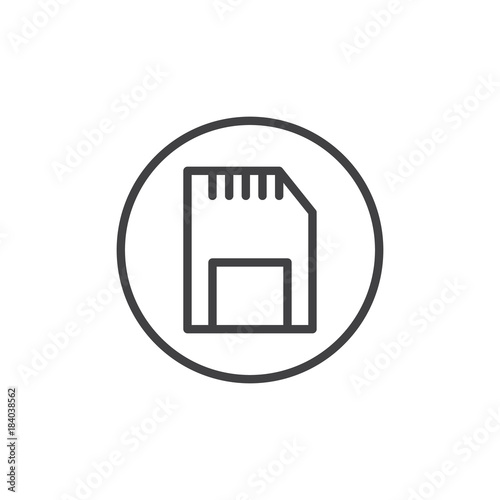 SD memory card line icon, outline vector sign, linear style pictogram isolated on white. Symbol, logo illustration. Editable stroke