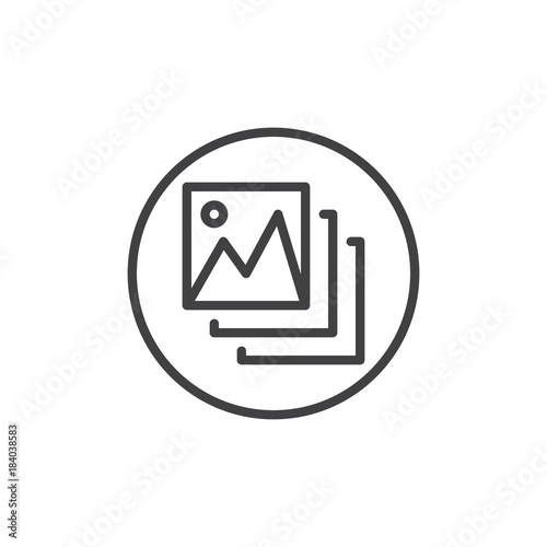 Photo gallery line icon, outline vector sign, linear style pictogram isolated on white. Landscape pictures symbol, logo illustration. Editable stroke