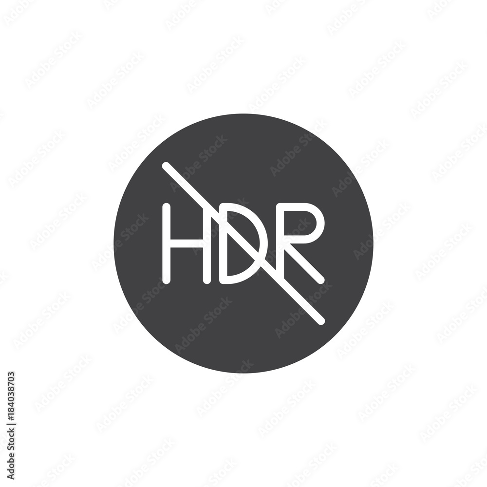 HDR Off mode icon vector, filled flat sign, solid pictogram isolated on white. Symbol, logo illustration. HDR Off mode icon vector, filled flat sign, solid pictogram isolated on white. Symbol, logo illustration.
