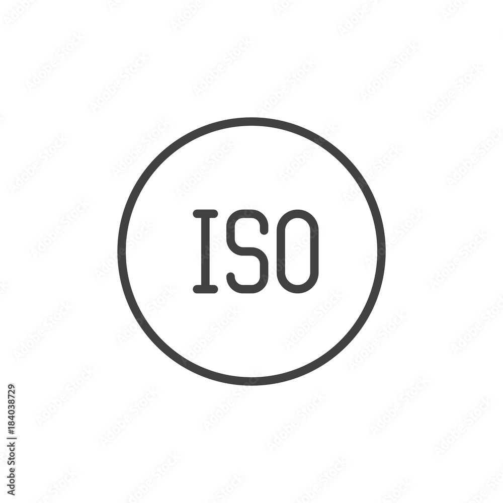 ISO sensitivity photo camera mode line icon, outline vector sign, linear style pictogram isolated on white. Camera manual setting symbol, logo illustration. Editable stroke ISO sensitivity photo camera mode line icon, outline vector sign, linear style pictogram isolated on white. Camera manual setting symbol, logo illustration. Editable stroke