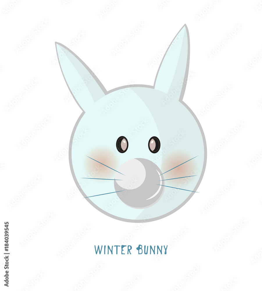 Obraz premium Cute animal icon on white background. Ring badge label rabbit.
