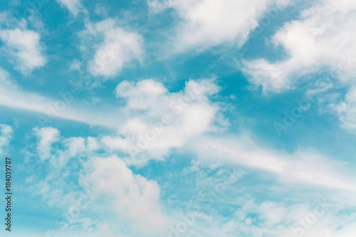 Blue sky and white clouds  on summer in Thailand