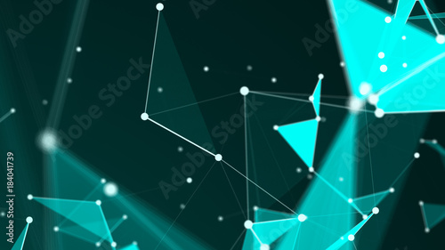 Abstract Polygonal Space Background with Connecting Dots and Lines. 3d rendering © turbomotion046