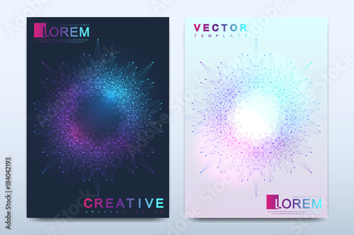 Modern vector template for brochure, leaflet, flyer, cover, catalog, magazine or annual report in A4 size. Business, science and technology design book layout. Presentation with mandala. Card surface.