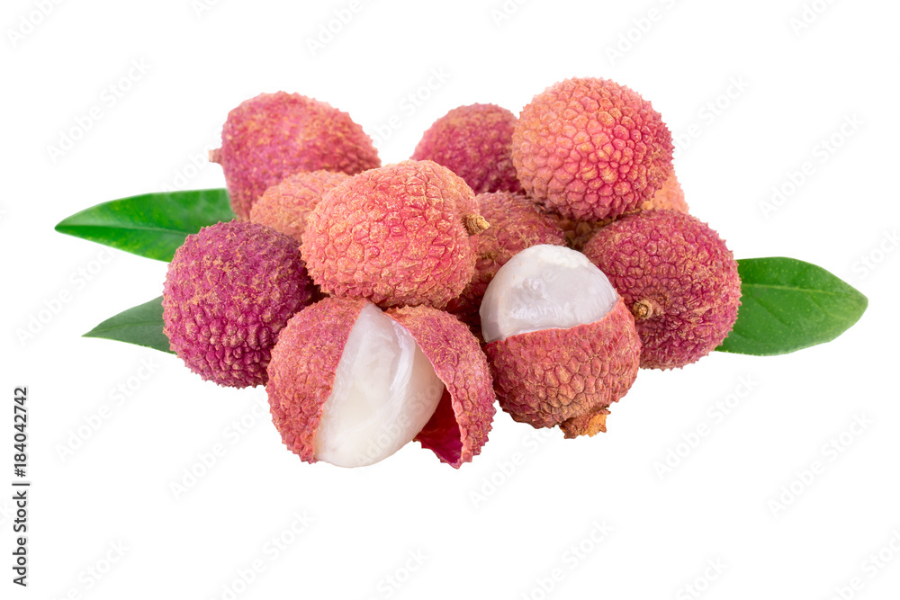Lychee fruits on white with clipping path Lychee fruits on white with clipping path