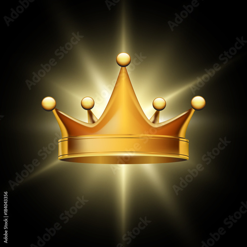Golden crown on abstract glowing background,  vector design