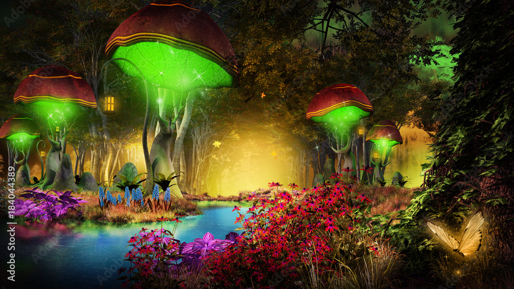 Fototapeta premium Fantasy grzyby w lesie