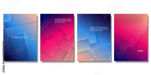 Set of Vector Geometric Colorful Templates. Abstract Three Dimensional Blocks with Gradient Effect. Applicable for Brochures, Banners, Posters and Fliers.