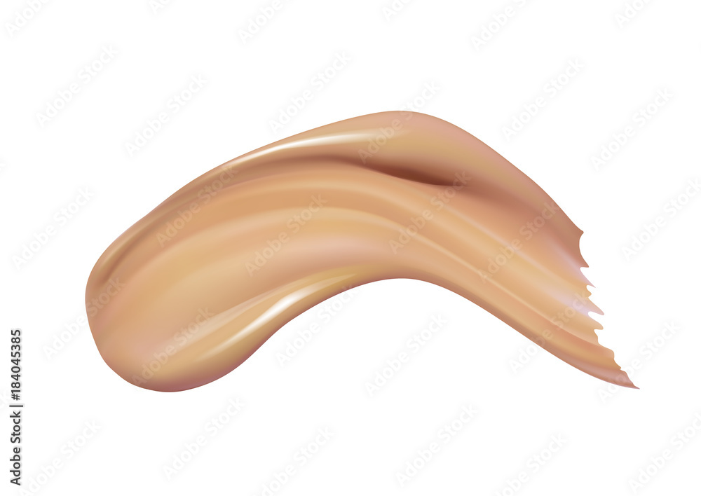 Fototapeta premium Cosmetic liquid foundation cream smudge smear strokes. Make up smear isolated on white background
