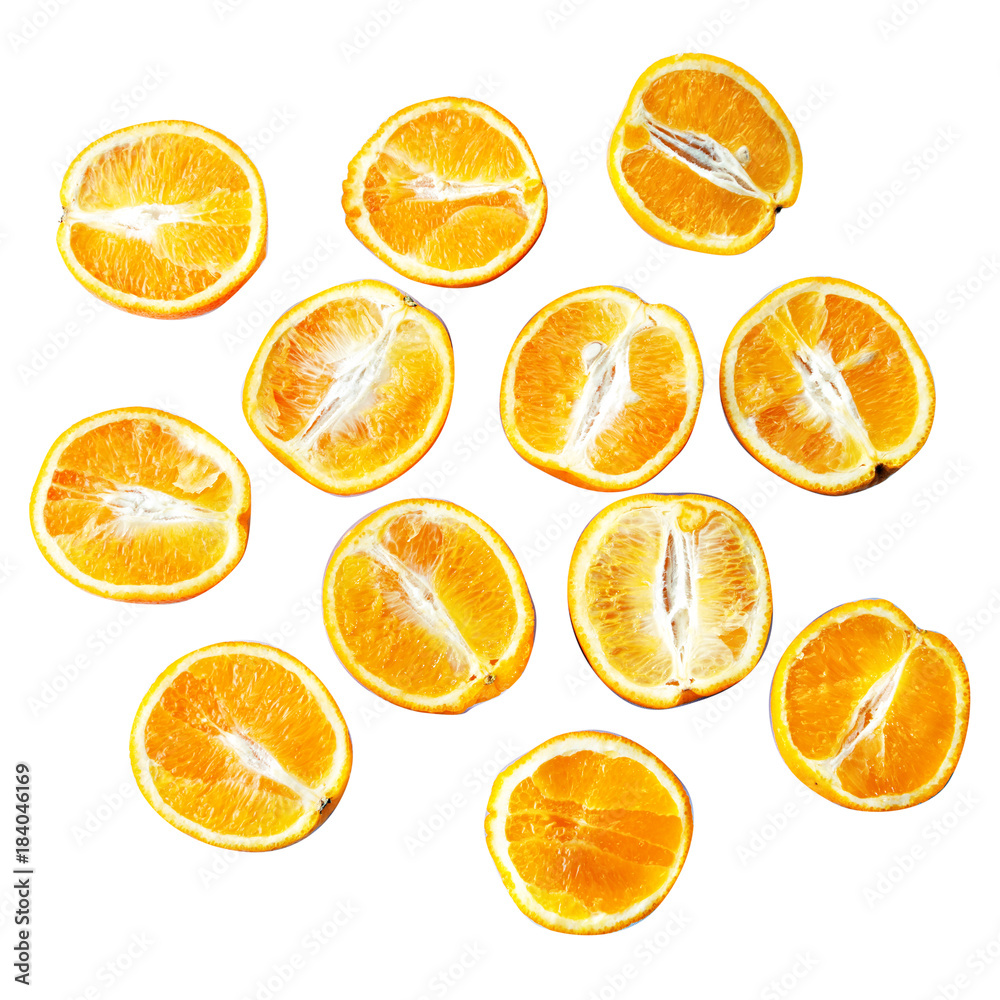 Sliced oranges isolated on white background Sliced oranges isolated on white background