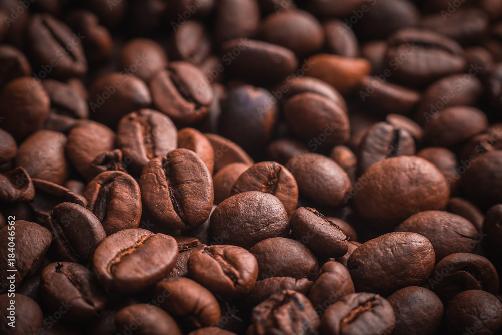 Coffee beans close up macro background Coffee beans close up macro background