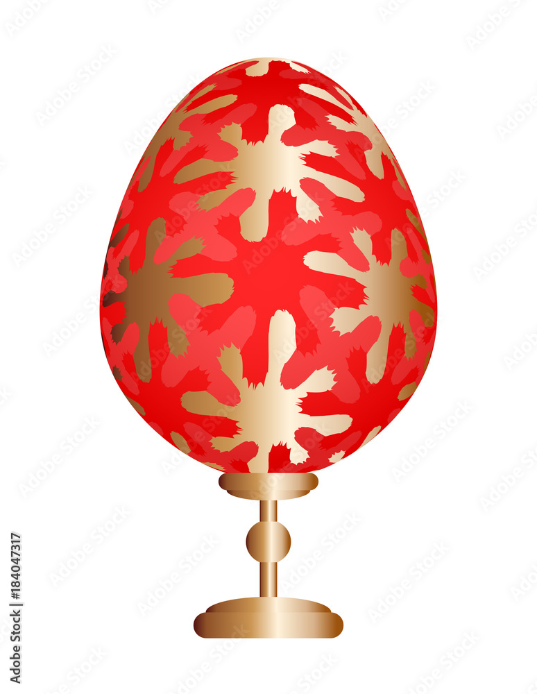 Red easter egg with gold floral pattern. Red easter egg with gold floral pattern.