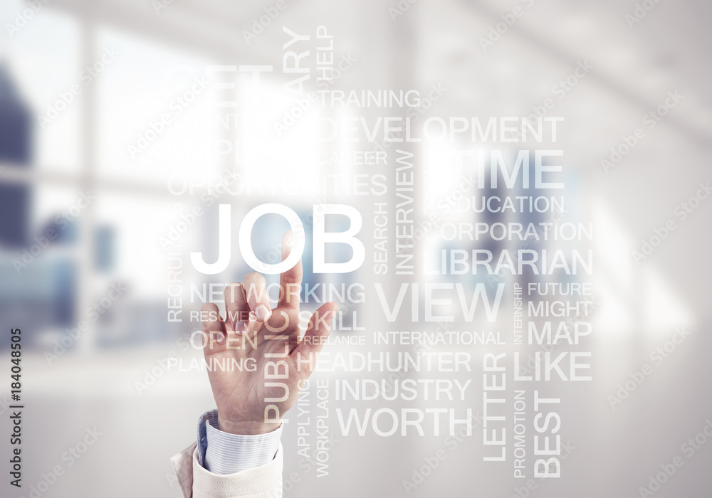 Concept of modern business with palm choocing on of keywords for Concept of modern business with palm choocing on of keywords for