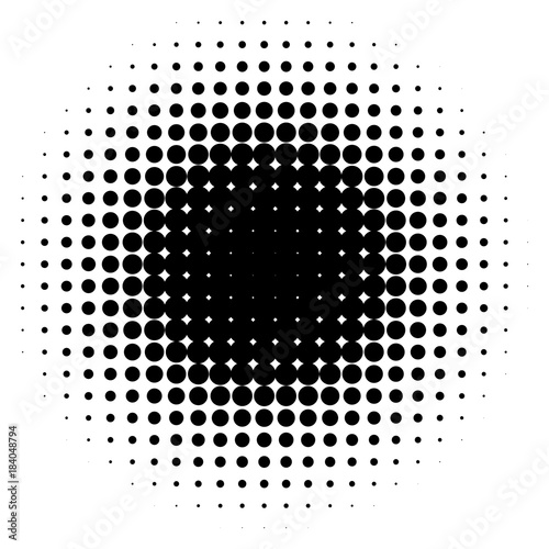 Halftone effect isolated on white background. Halftone element. Radial gradient. Vector