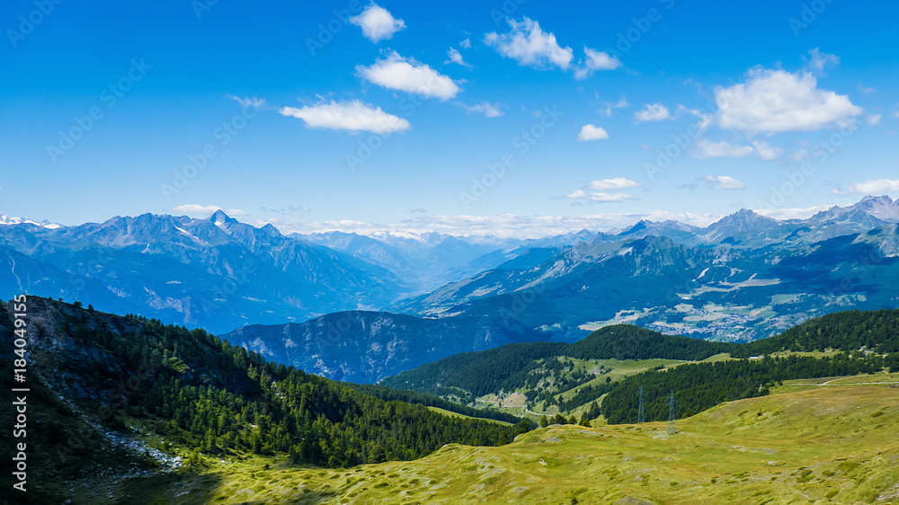 Beautiful mountainscape scenery and blue sky