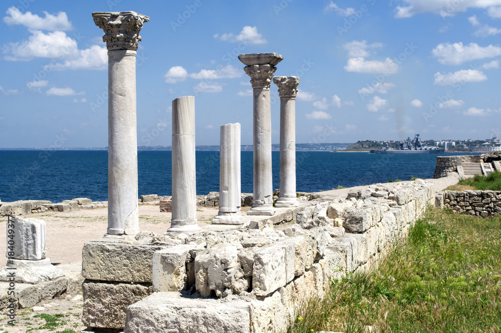 columns and ruins of Chersonesos in the city of Sevastopol