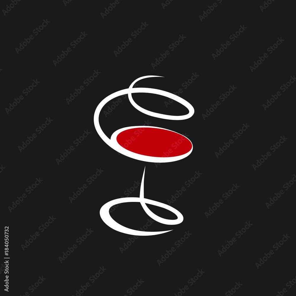 Abstract red wine glass symbol, icon. Used for logo Abstract red wine glass symbol, icon. Used for logo