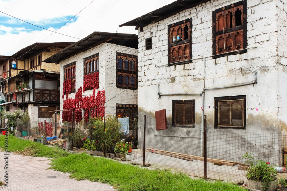 Fototapeta premium Traditional Bhutanese architecture in Paro, Bhutan