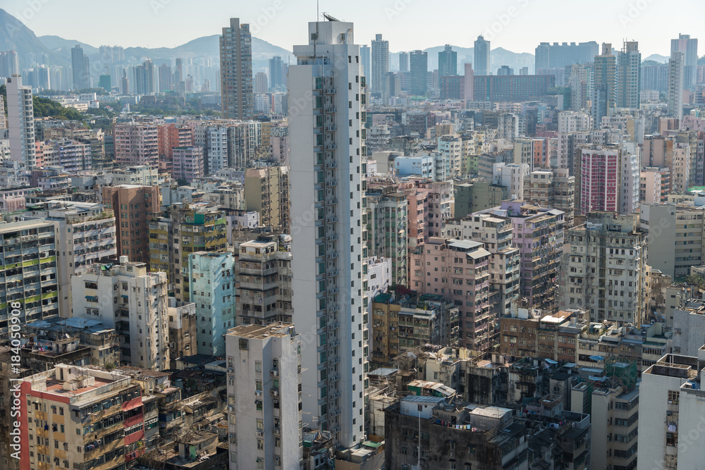 Ausblick über die Dächer von Hong Kong.