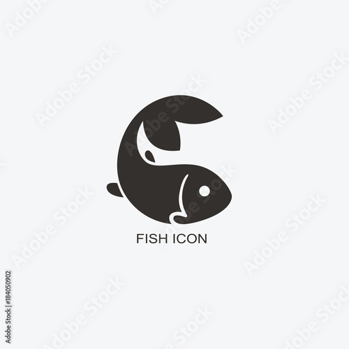 Fish logo template for design. Icon of seafood restaurant. Illustration of graphic flat style