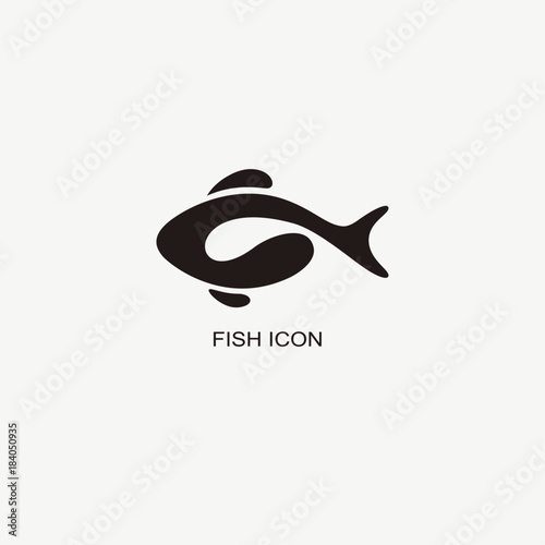 Fish logo template for design. Icon of seafood restaurant. Illustration of graphic flat style