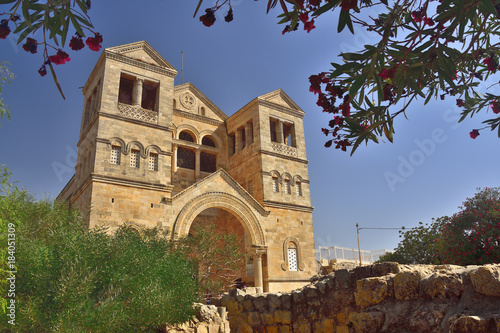 Franciscans monastery (Basilica of the Transfiguration) at the mount Tabor (Har Tavor). Northern Israel. 