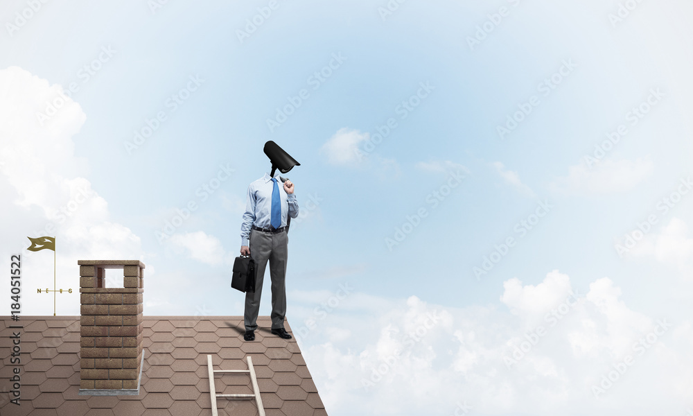 Concept of home security and privacy protection with camera head Concept of home security and privacy protection with camera head