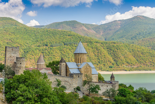 Ananuri is a castle complex on the Aragvi River in Georgia. Ananuri Castle is located about 70 kilometres from Tbilisi.