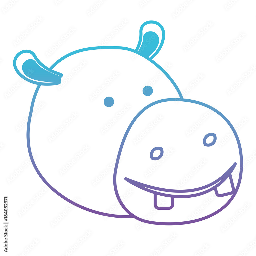 hippopotamus cartoon head in degraded blue to purple color silhouette vector illustration hippopotamus cartoon head in degraded blue to purple color silhouette vector illustration