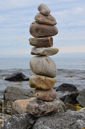Stacked rocks at sea shore