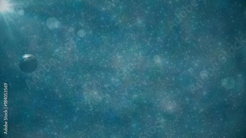 Movement of celestial bodies in space. Earth, Sun. Advertisement. Cartoon.