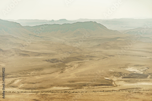 Negev desert in israel, landscape of mountains, sand and stones