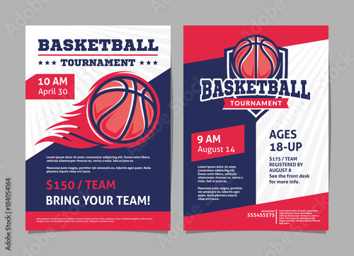 Basketball tournament posters, flyer with basketball ball - template vector design